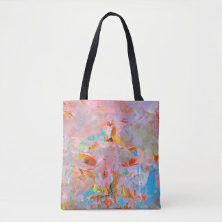 PINK AND BLUE ABSTRACT PAINTING TOTE BAG