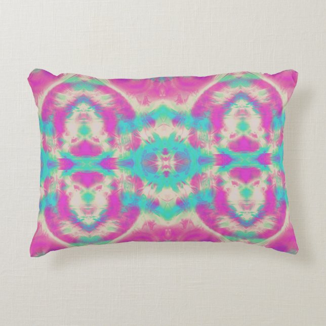 Pink and Blue Abstract Pattern Decorative Pillow (Front)