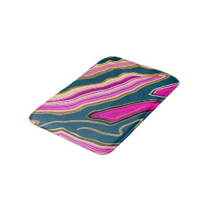 Pink and blue agate pattern bath mat