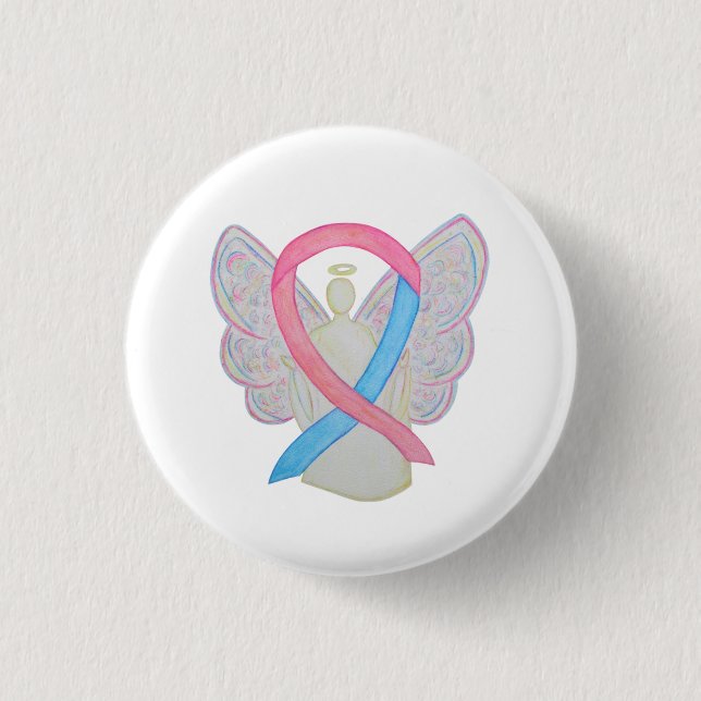 Pink and Blue Angel Awareness Ribbon Custom Pins (Front)