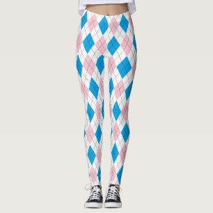 Pink And Blue Argyle Leggings