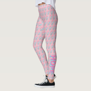 Pink and Blue Awareness Ribbon Angel Art Leggings