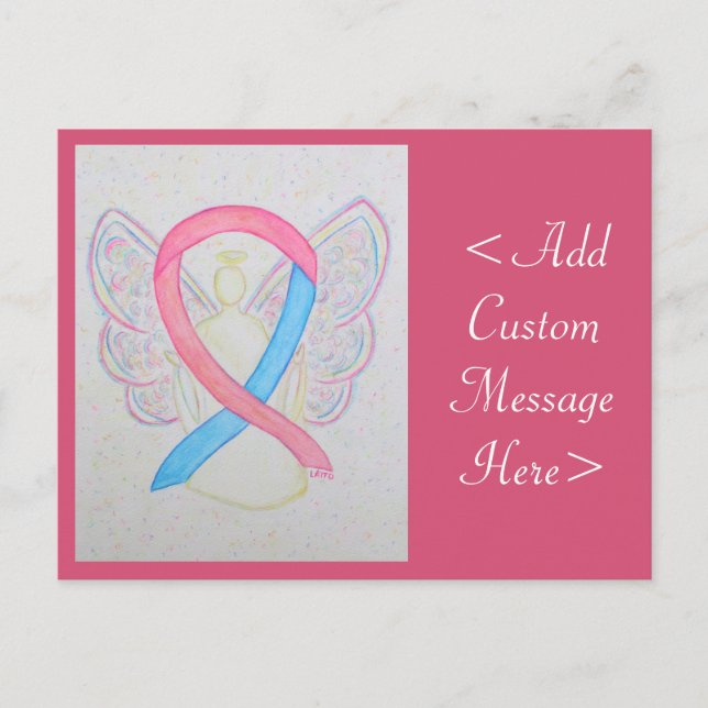 Pink and Blue Awareness Ribbon Angel Postcard (Front)