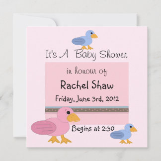 Pink and Blue Baby Ducks Baby Shower Invitation