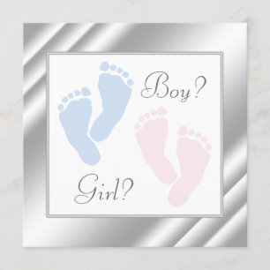 Pink and Blue Baby Feet Gender Reveal Invitation