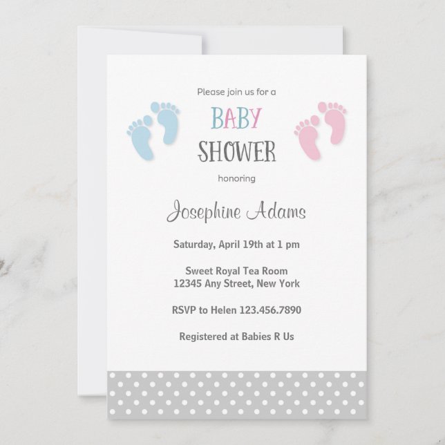 Pink and Blue Baby Shower Invitation (Front)