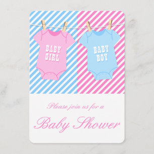 Pink and blue Baby Shower Invite Twins opt 1