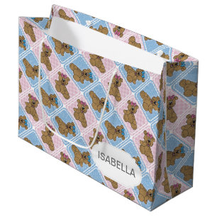 Pink and Blue Baby Teddy Bears Large Gift Bag
