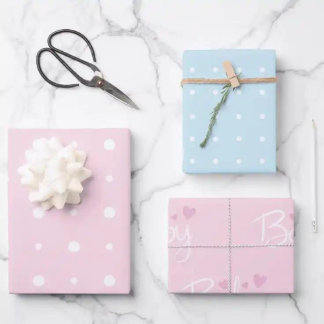Pink and Blue Baby Wrapping Paper Sheet