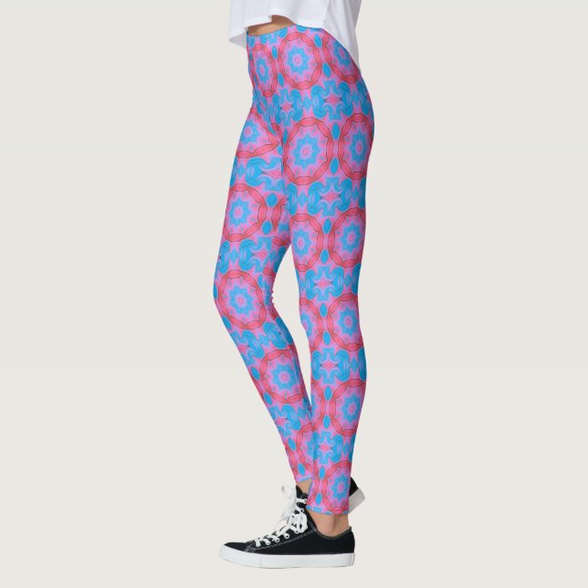 Pink and Blue Boho Star Leggings (Left)