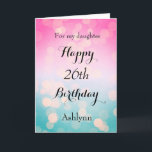 Pink and Blue Bokeh 26th Birthday Card<br><div class="desc">A beautiful bokeh blue and pink 26th birthday card for granddaughter,  daughter,  niece,  etc. The front of this modern 26th birthday card can be easily personalized with her name. The inside card message can also be personalized. This would make a beautiful twenty sixth birthday card keepsake for her.</div>