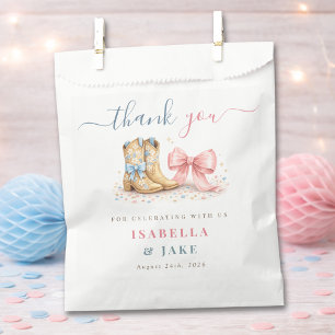 Pink And Blue Boots Or Bows Gender Reveal Favour Bag