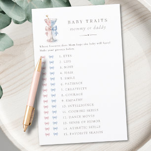 Pink And Blue Bow Gender Reveal Game Baby Traits