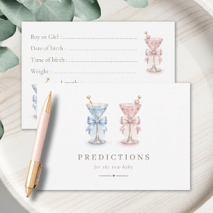 Pink And Blue Bow Gender Reveal Predictions Card