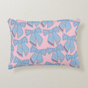Pink And Blue Bows Accent Pillow