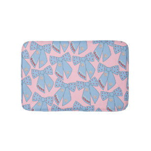 Pink And Blue Bows Bath Mat