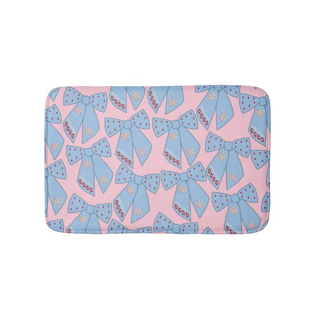 Pink And Blue Bows Bath Mat (Front)