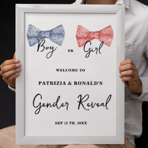 Pink and Blue Bows Gender Reveal Party Welcome Poster