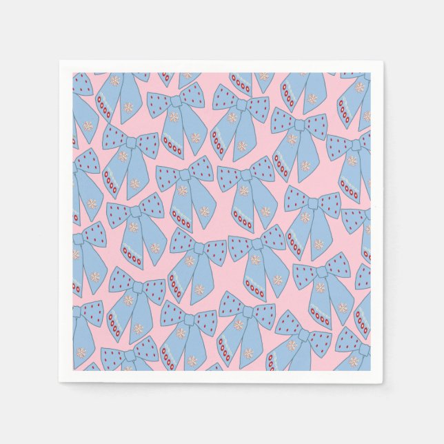 Pink And Blue Bows Napkin (Front)