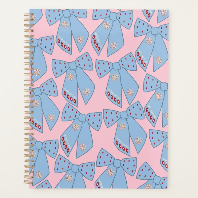 Pink And Blue Bows Planner (Front)