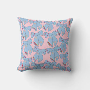 Pink And Blue Bows Throw Pillow