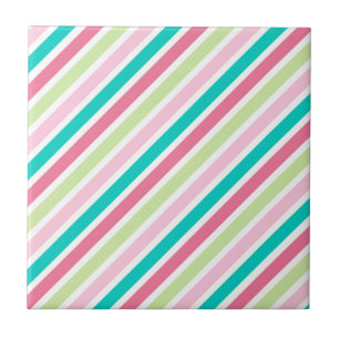 Pink and Blue Bright Stripes Tile