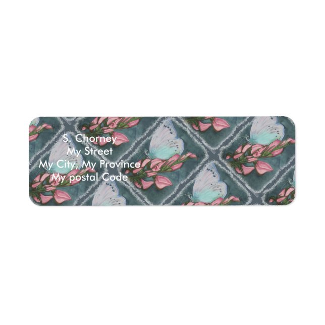 PINK AND BLUE BUTTERFLY Return Address (Front)