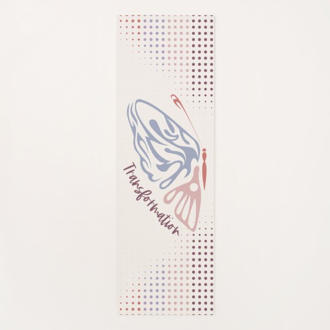 Pink and Blue Butterfly Transformation Yoga Mat (Front)
