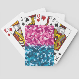 Pink and Blue Camo Playing Cards