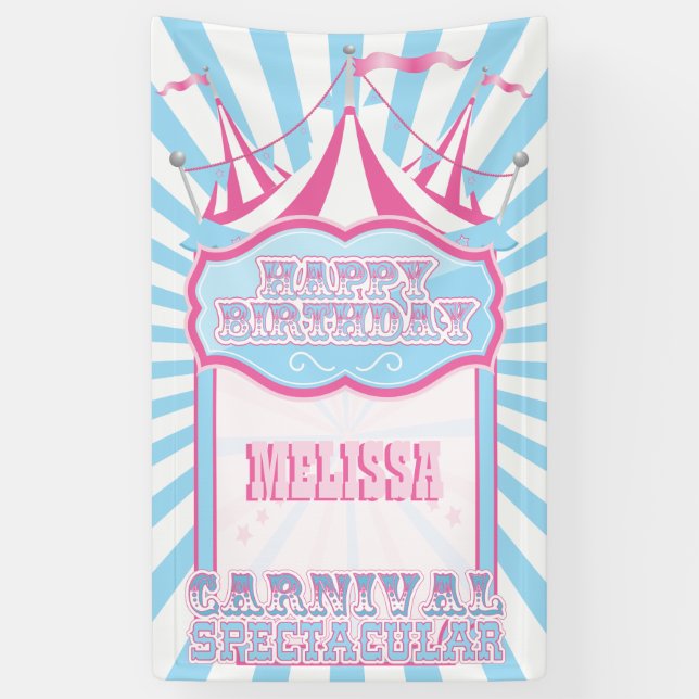 Pink and Blue Carnival Party Banner (Vertical)