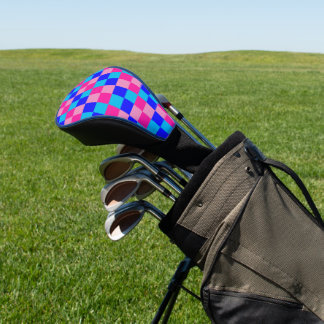 Pink and Blue Checkered Print Golf Head Cover