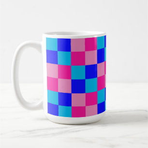 Pink and Blue Chequered Print Coffee Mug