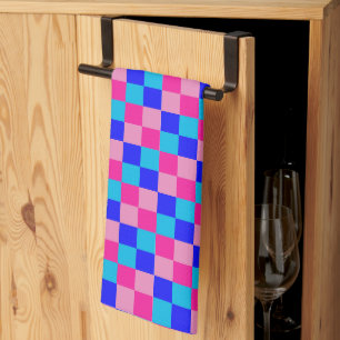 Pink and Blue Chequered Print Kitchen Towel