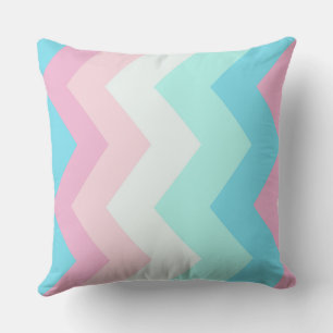 Pink and Blue chevron Pattern Throw Pillow