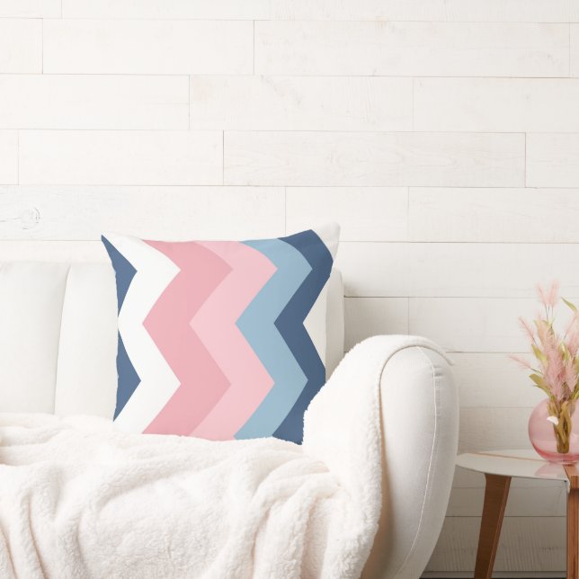 pink and blue chevron Pattern Throw Pillow (Couch)