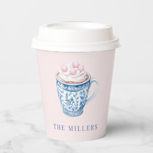 Pink and Blue Chinoiserie Hot Cocoa Mug Paper Cups