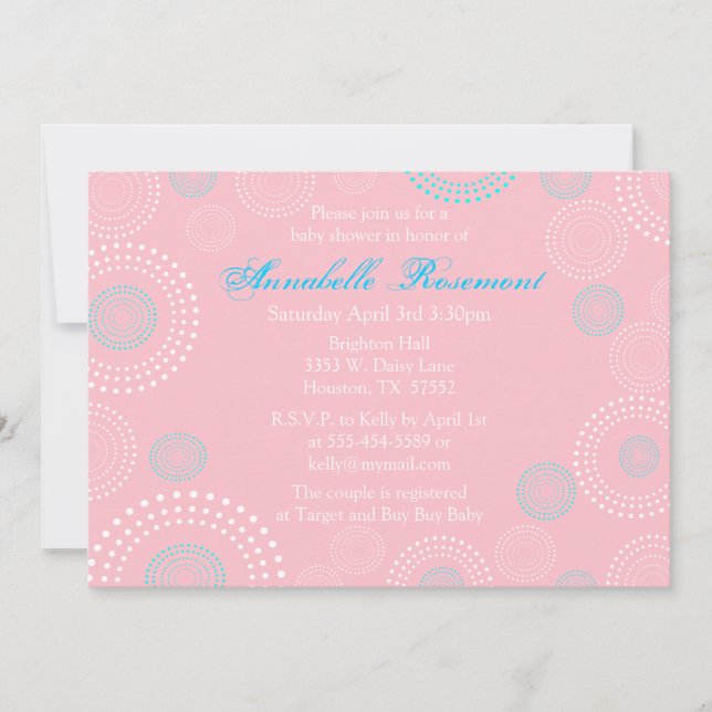 Pink and Blue Circles Baby Shower Invitation (Front)