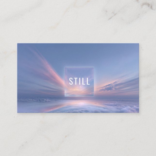 Pink and Blue Cloudscape Minimalist Frame Business Card (Front)