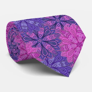 Pink and blue colorful mandala pattern tie