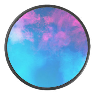 Pink and Blue Coloured Smoke Zazzle_Growshop. Hockey Puck