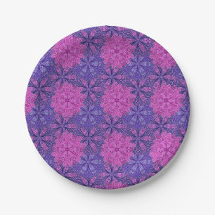 Pink and blue colourful mandala pattern paper plate