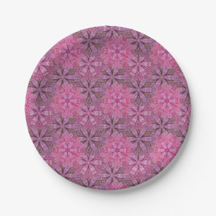 Pink and blue colourful mandala pattern paper plate