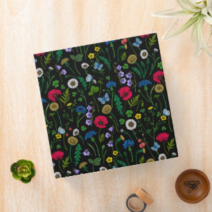 Pink and blue cornflowers, wild flowers on white 3 binder