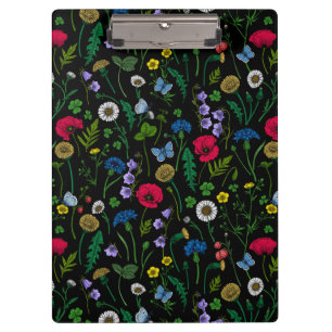 Pink and blue cornflowers, wild flowers on white c clipboard