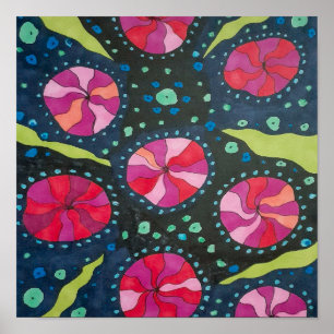 Pink and Blue Cosmic Pops Poster