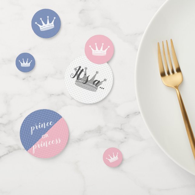 Pink and Blue Crown Gender Revealing Party Confetti (Group)