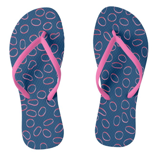 Pink and Blue Cute Unique Abstract Pattern Flip Flops (Footbed)