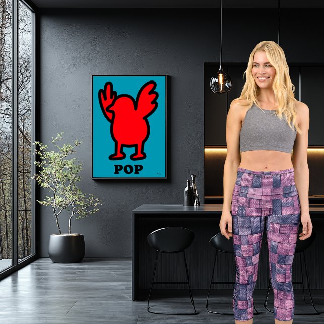 Pink and Blue Denim Patchwork with Custom Logo Capri Leggings (Creator Uploaded)