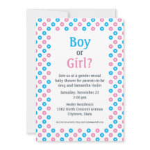 Pink and Blue Diagonal Dot Gender Reveal Shower