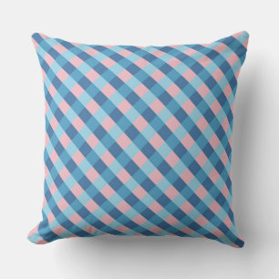 pink and blue diagonal stripe throw pillow